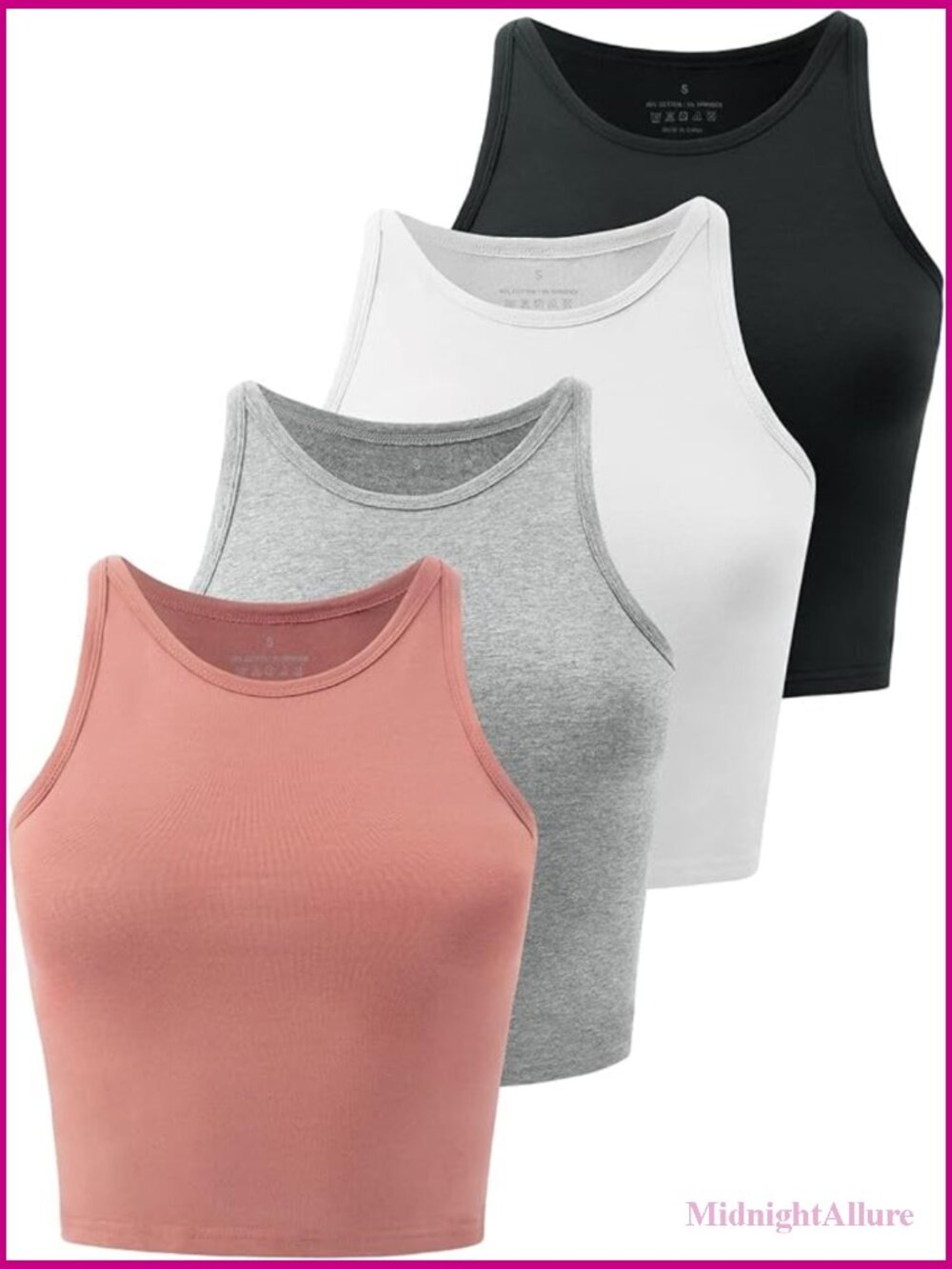 4 Pack Crop Tank Tops High Neck Scoop Neck Racerback Yoga Shirts Athletic